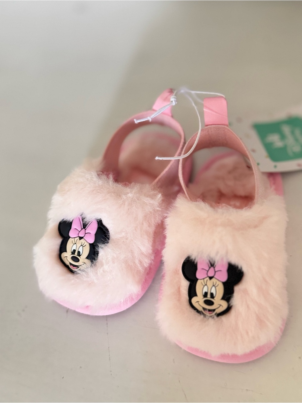 Disney Pink Minnie Mouse Fuzzy Slip-On Kids Slippers